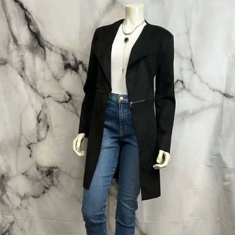 Venti 6 Black Faux Suede Coat Jacket Size Medium - Picture 2 of 7
